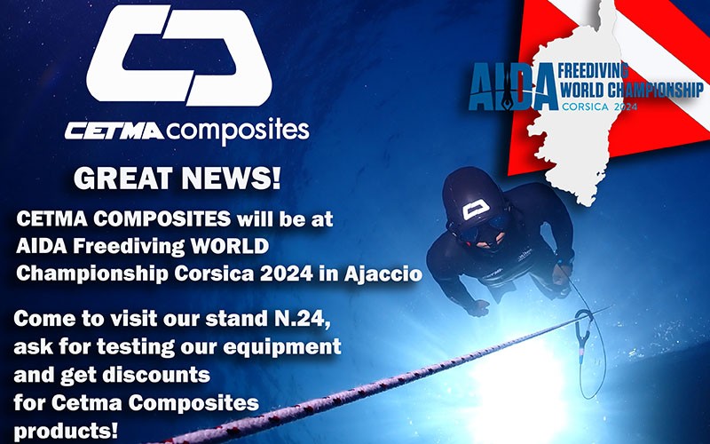 Cetma Composites presente all'AIDA Freediving World Championship Corsica 2024 ad Ajaccio